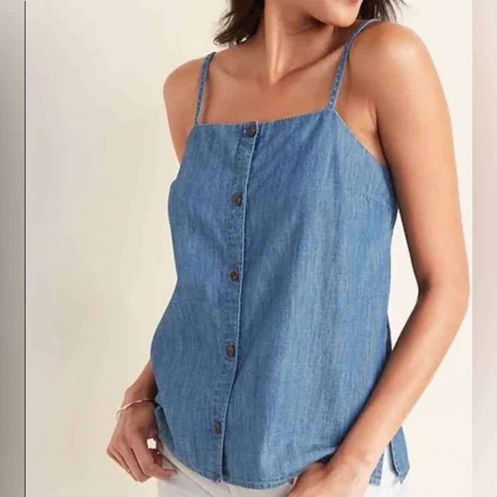 Old Navy Denim Button Down Tank Top